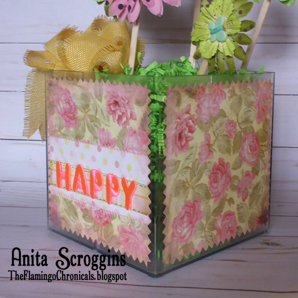 Happy Spring! Use a Deflecto storage cube and Joy Iron on letters to make some fun and functional storage for your desk top. flower bucket